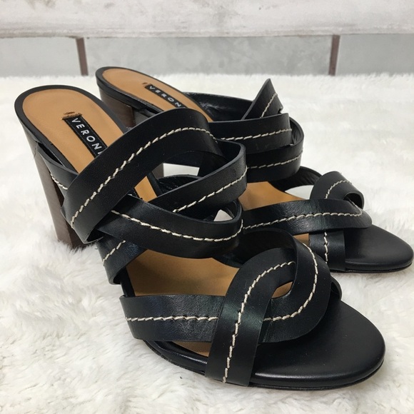 Veronica Beard Womens Black Leather Strappy Sandals Size 38 - Picture 4 of 13